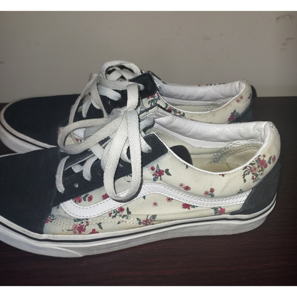 Vans Women's Old Skool Sneakers 8.5M Lace Up Ditsy Floral Skateboarding Black - Picture 2 of 16